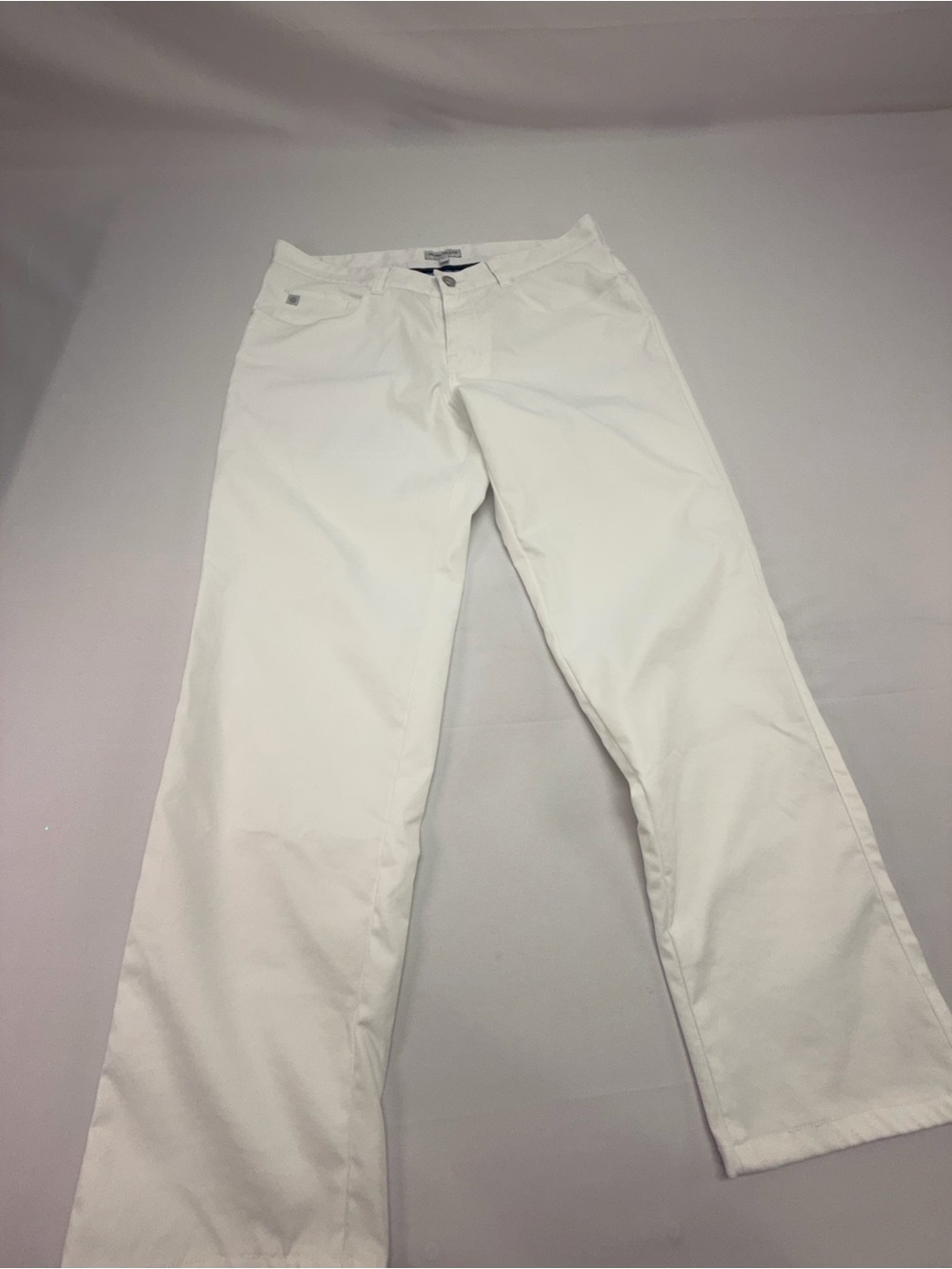 Peter Millar Mens White Performance Golf Pants 33 Waist Hemmed 26.5 Inseam